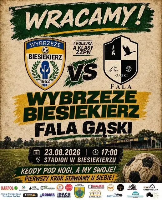 Lokalne derby na inaugurację sezonu A-klasy: Wybrzeże Biesiekierz zmierzy się z Falą Gąski