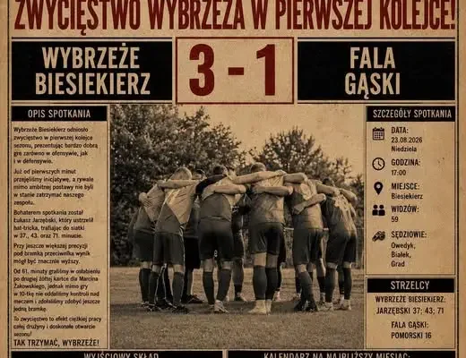Wybrzeże Biesiekierz rozpoczyna sezon od zwycięstwa 3:1 z Falą Gąski
