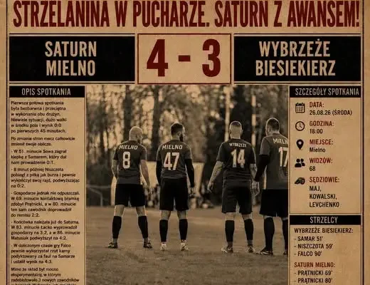 Pucharowy thriller w Mielnie: Saturn pokonuje Wybrzeże 4:3 po szalonej końcówce