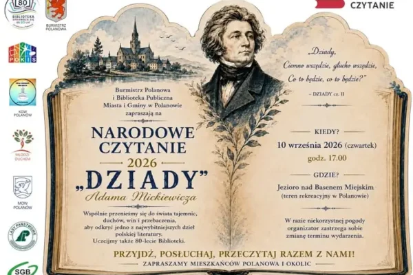 Narodowe Czytanie 2026 w Polanowie: „Dziady” i 80-lecie biblioteki