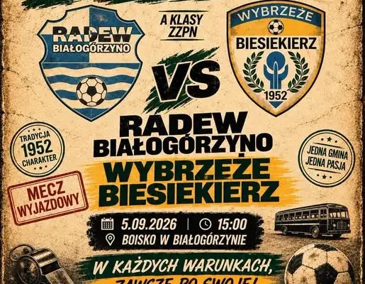 Wybrzeże Biesiekierz zagra na wyjeździe z Radwią Białogórzyno