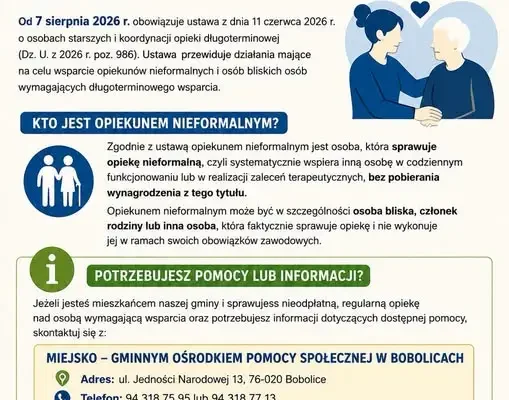 Wsparcie dla opiekunów nieformalnych w gminie Bobolice – nowe przepisy i pomoc