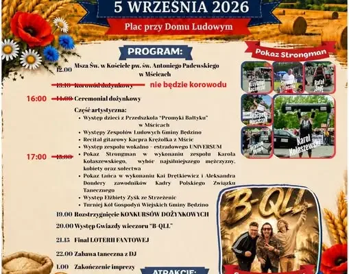 Dożynki Gminne 2026 w Mścicach – program i zmiany po wichurze