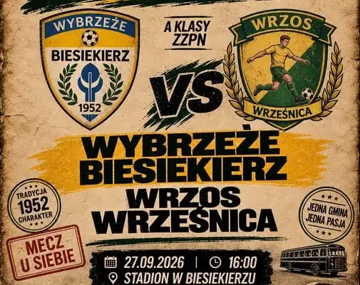 Wybrzeże Biesiekierz kontra Wrzos Wrześnica – niedzielny mecz na stadionie w Biesiekierzu