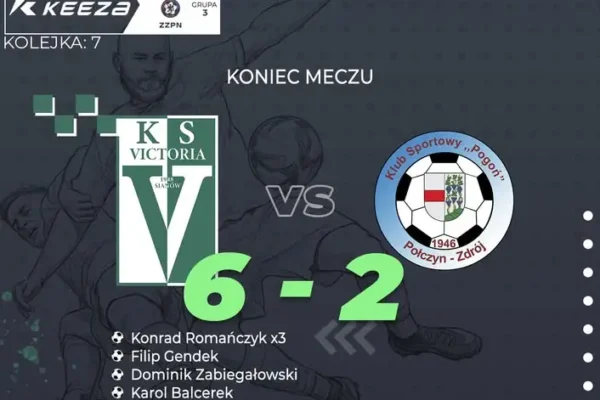 Victoria Sianów rozbiła Pogoń Połczyn-Zdrój 6:2. Hat-trick Konrada Romańczyka