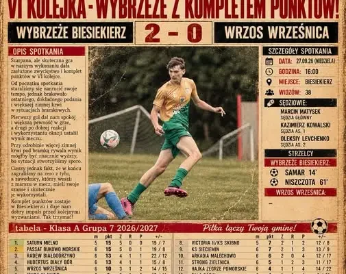 Wybrzeże wygrywa z Wrzosem Wrześnica 2:0. Bohaterowie: Samar i Niszczota