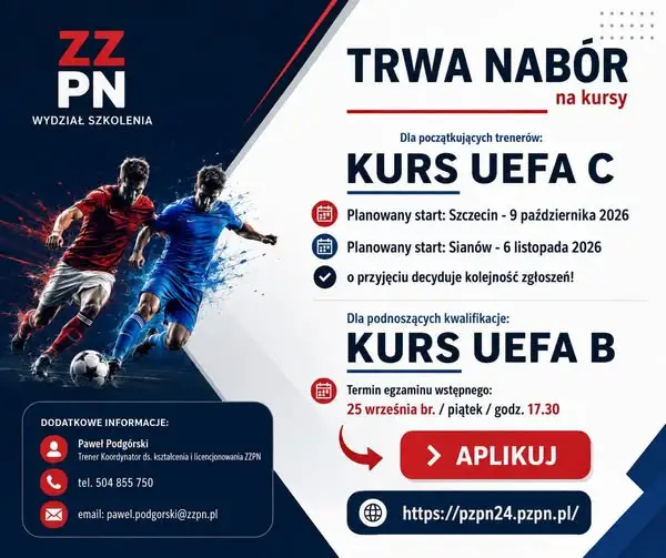 Trwa nabór na kursy trenerskie UEFA B i UEFA C – Szczecin i Sianów