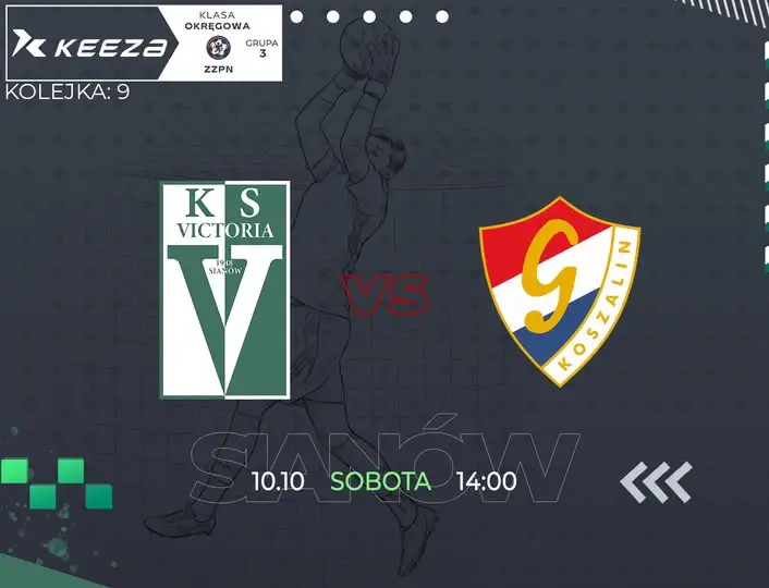Victoria Sianów podejmuje rezerwy Gwardii Koszalin w 9. kolejce