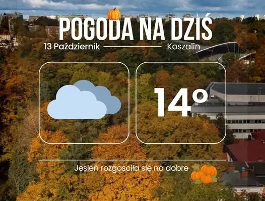 Pogoda w Koszalinie we wtorek 13 października – zmienne zachmurzenie i przelotny deszcz