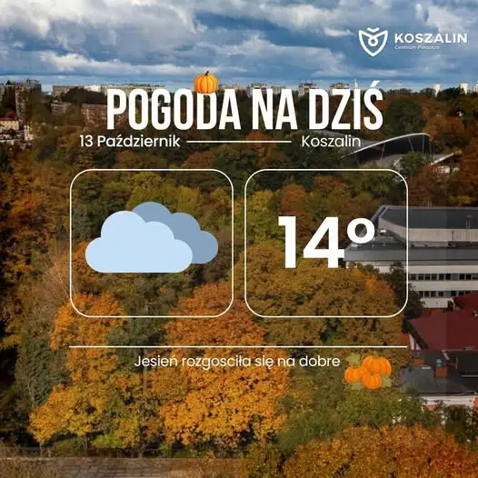 Pogoda w Koszalinie we wtorek 13 października – zmienne zachmurzenie i przelotny deszcz