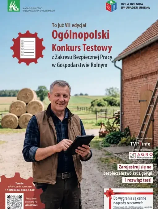 VII Ogólnopolski Konkurs Testowy KRUS – sprawdź wiedzę o bezpieczeństwie w rolnictwie