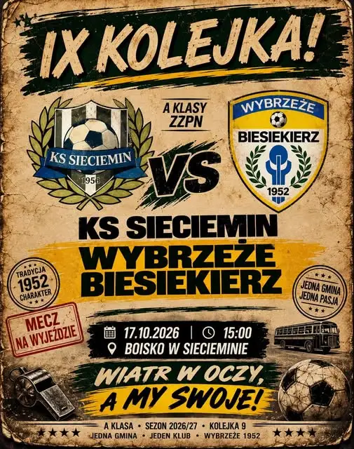 Wybrzeże kontra KS Sieciemin – hit IX kolejki A Klasy ZZPN