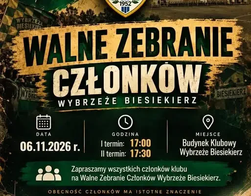Walne Zebranie Członków Klubu SKS Wybrzeże Biesiekierz – 6 listopada 2026