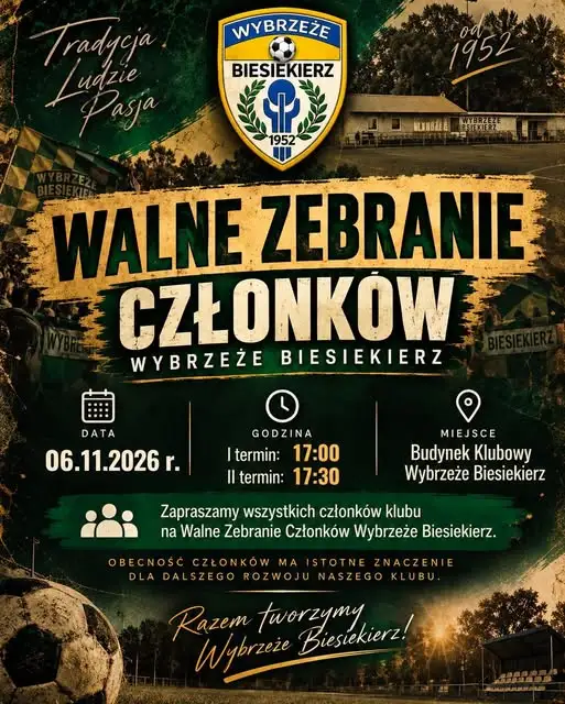 Walne Zebranie Członków Klubu SKS Wybrzeże Biesiekierz – 6 listopada 2026