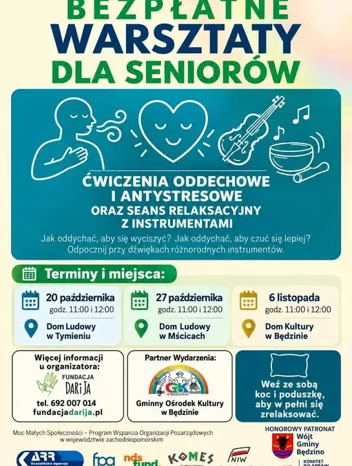 Bezpłatne warsztaty relaksacyjne dla seniorów w gminie Będzino