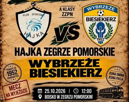 Wybrzeże Biesiekierz jedzie do Zegrza Pomorskiego po trzy punkty