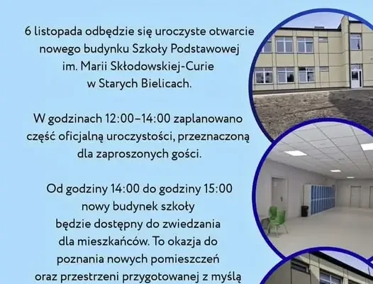 Nowa szkoła w Starych Bielicach otwiera swoje drzwi – 6 listopada