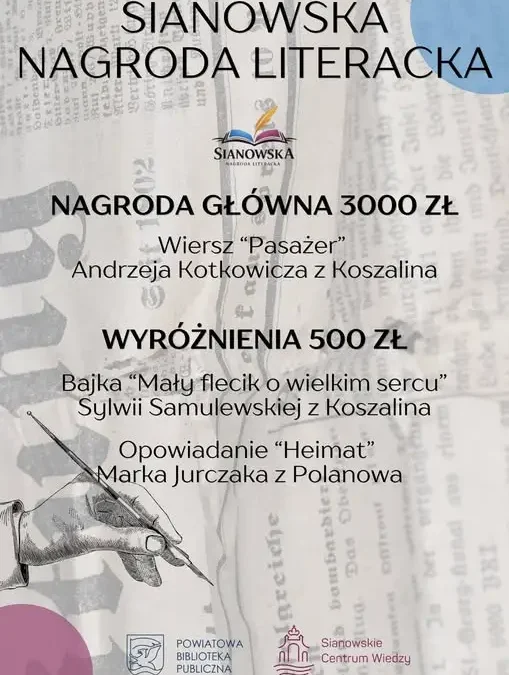 Sianowska Nagroda Literacka 2026 – znamy laureatów pierwszej edycji